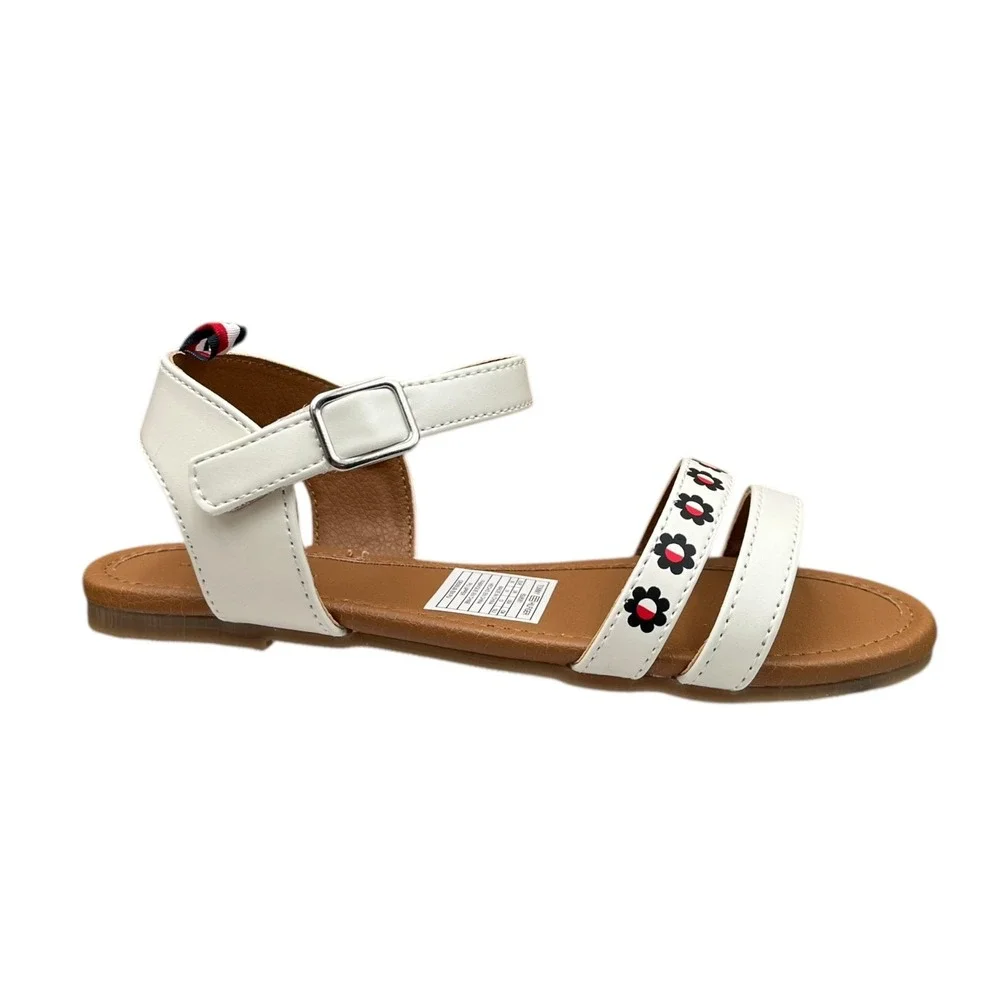 Tommy Hilfiger Youth Girls Slip-on Casual Sandals Size 1Y White‎ Floral Strap